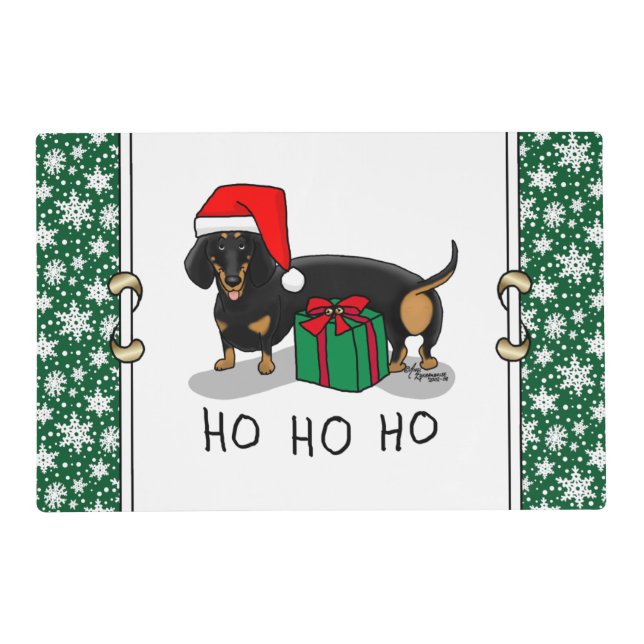 Christmas Santa Dachshund (S black & tan) Cute Placemat (Front)