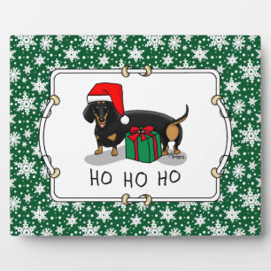 Christmas Santa Dachshund (S black & tan) Cute Plaque