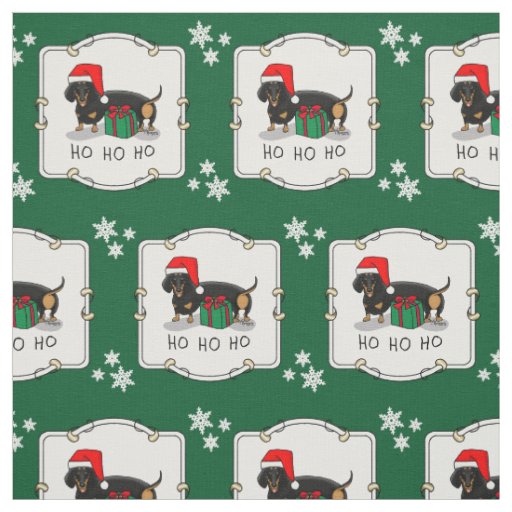 Christmas Santa Dachshund (S black & tan) Funny Fabric
