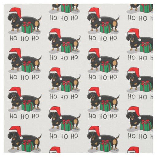 Christmas Santa Dachshund (S black & tan) Funny Fabric