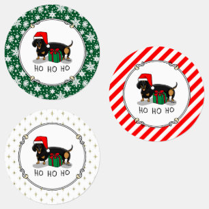 Christmas Santa Dachshund (S black & tan) Funny Labels