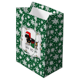 Christmas Santa Dachshund (S black & tan) Funny Medium Gift Bag