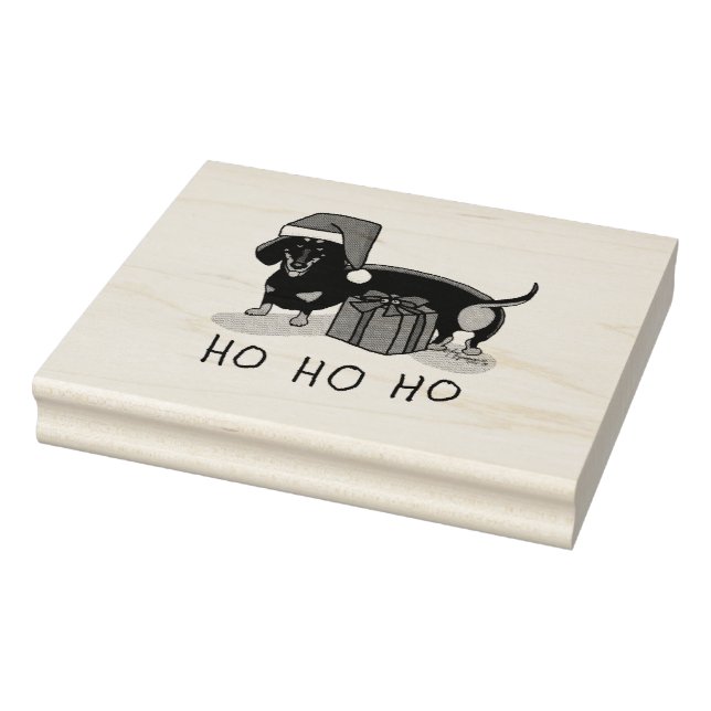 Christmas Santa Dachshund (S black & tan) Funny Rubber Stamp (Stamp)