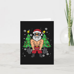 Christmas Santa Deadlift Xmas Weightlift Gym Men W Card