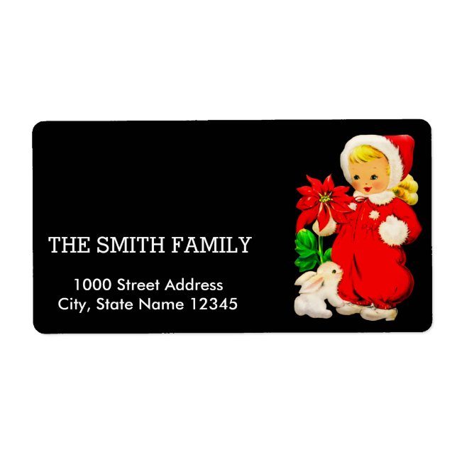 Christmas Santa Decor with Black Background Label (Front)