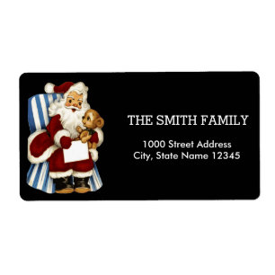 Christmas Santa Decor with Black Background Label