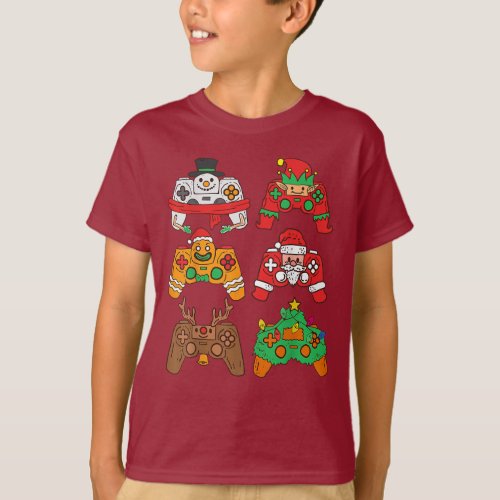 Christmas Santa deer gaming controllers T_Shirt