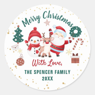 personalised wrapping Christmas stickers any message space snowman sm1 