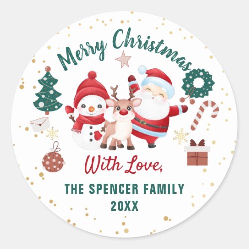Christmas Santa Deer Snowman Holiday Classic Round Sticker