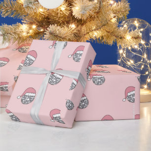 Christmas Santa disco pink  Wrapping Paper