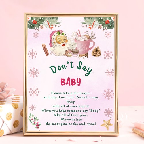 Christmas Santa Dont Say Baby Baby Shower Game  Poster