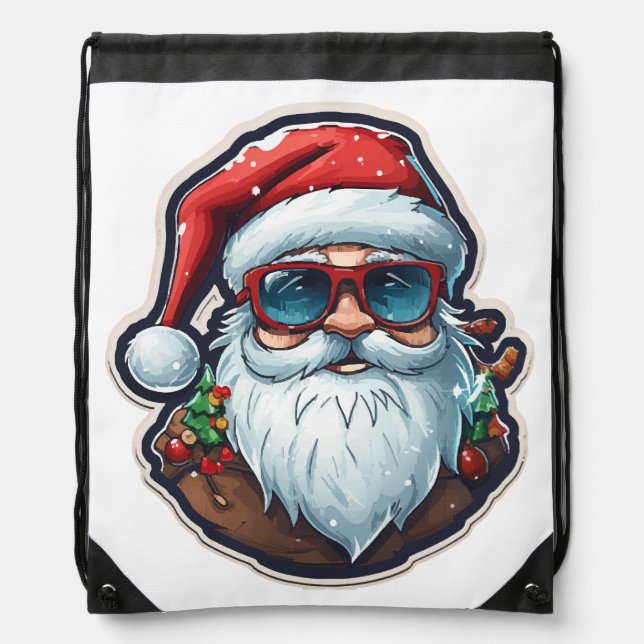 Christmas Santa Drawstring Bag (Front)