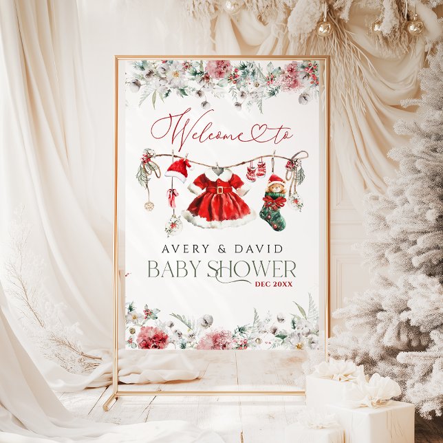 Christmas Santa Drees Girl Baby Shower Welcome Foam Board (Creator Uploaded)