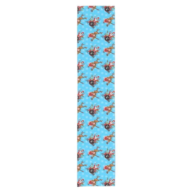 Christmas Santa Drums Rudolf Guitar Pattern Short Table Runner (Front)