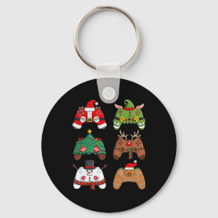 Christmas Santa Elf Gaming Controllers Fun Xmas Bo Keychain