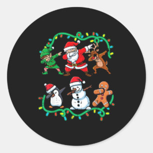 Christmas Santa Elf Reindeer Dab Xmas Dance Boys G Classic Round Sticker