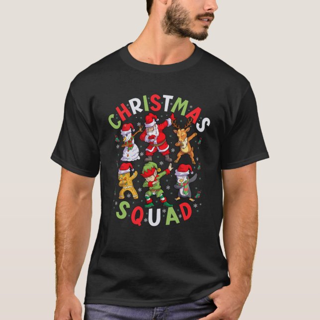 Christmas Santa Elf Snowman Boys Kids Men Family M T-Shirt (Front)