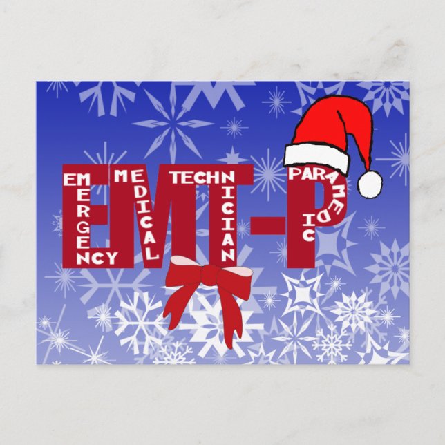 Christmas Santa EMT-P  Paramedic Holiday Postcard (Front)