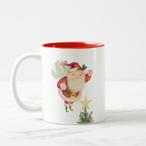 Christmas Santa Fairy Two_Tone Coffee Mug