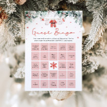 Christmas Santa Find the Guest Bingo Baby Shower Invitation