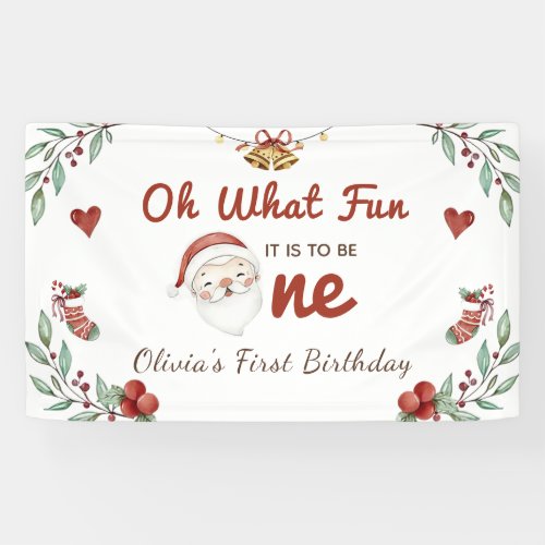 Christmas Santa First Birthday Banner