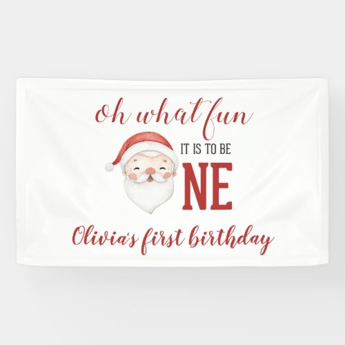 Christmas Santa First Birthday Banner