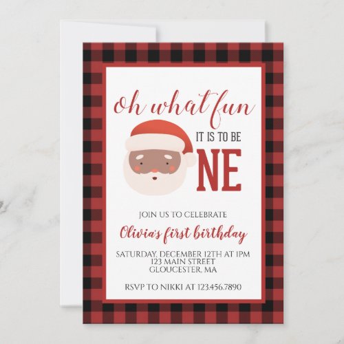 Christmas Santa First Birthday Invitation