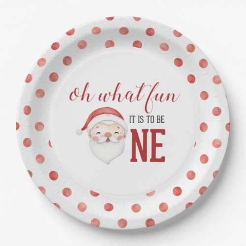 Christmas Santa  First Birthday Paper Plate