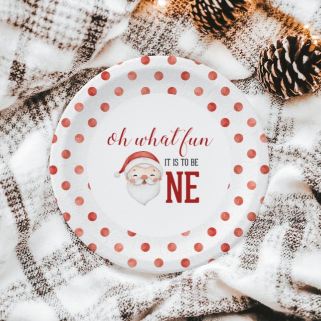 Christmas Santa  First Birthday Paper Plate (Creator Uploaded)