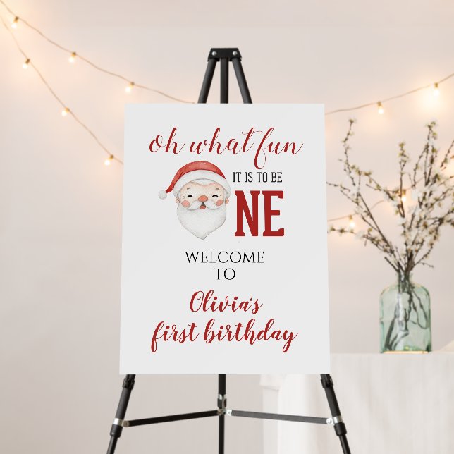 Christmas Santa First Birthday Welcome Foam Board (In Situ (Stand))