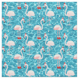 christmas santa flamingo fabric
