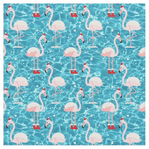 christmas santa flamingo fabric