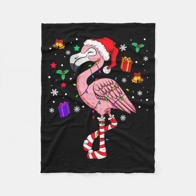 Christmas Santa Flamingo Lover Funny Classic Fleece Blanket (Front)