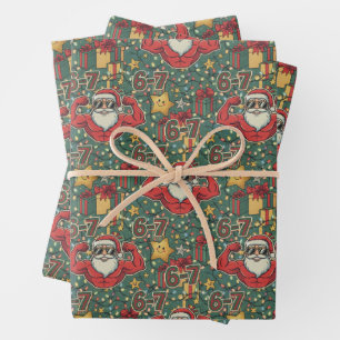 Christmas Santa Flex 6-7 Meme Holiday Wrapping Paper Sheets