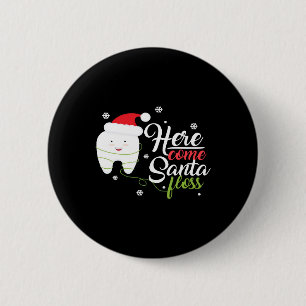 Christmas Santa Floss Dental Hygienists Dentist Gi Button