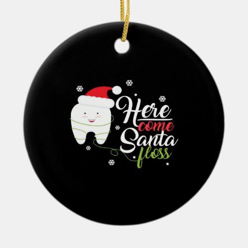 Christmas Santa Floss Dental Hygienists Dentist Gi Ceramic Ornament