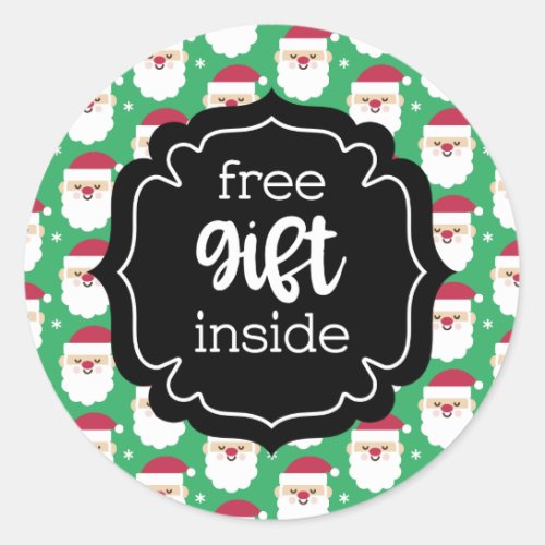 Christmas Santa Free Gift Inside Classic Round Sticker