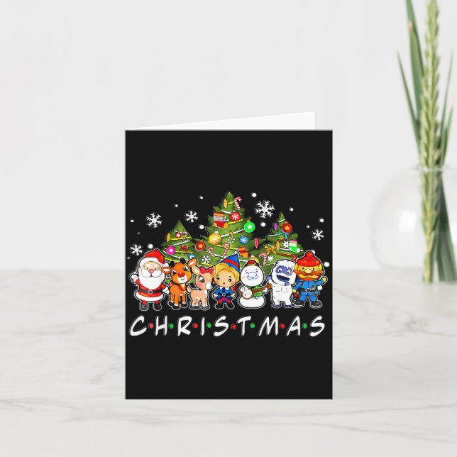 Christmas Santa Friends Rudolph Snowman Family Xma Card (Front)