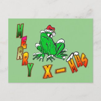 Christmas Santa Frog Merry Christmas Cust.Postcard