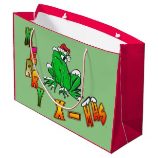 Christmas Santa Frog Merry Christmas Gift Bag