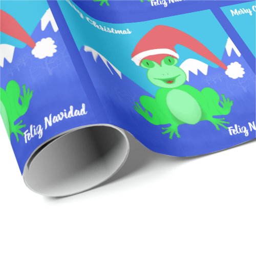 Christmas Santa Frog Wrapping Paper