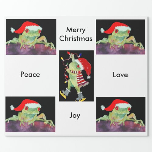 Christmas Santa Frog Wrapping Papper Wrapping Paper