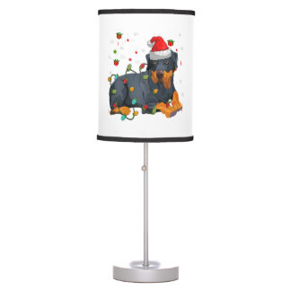 Christmas Santa Funny Rottweiler Dog Owner Xmas Table Lamp