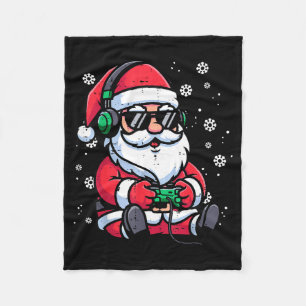 Christmas Santa Gamer Funny Xmas Video Gaming Men Fleece Blanket