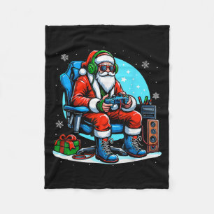 Christmas Santa Gamer Xmas Funny Video Gaming Chri Fleece Blanket