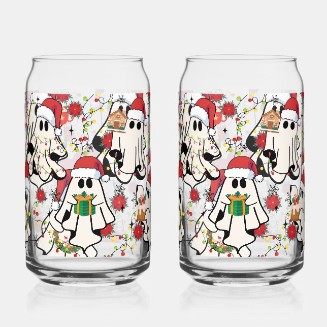 Christmas Santa Ghost Glass Cups (Front)