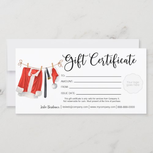 Christmas Santa Gift Certificate