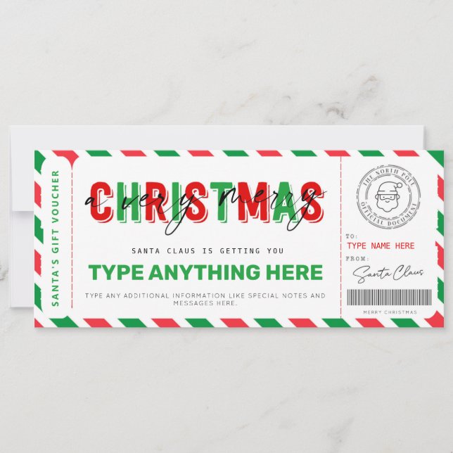 Christmas Santa Gift Voucher Template for kids (Front)