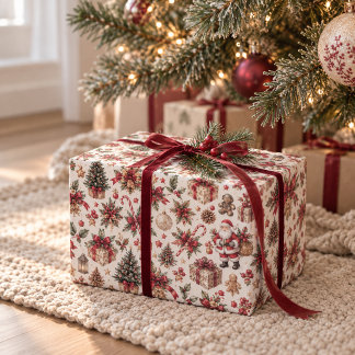 Christmas Santa & Gifts Holiday Wrapping Paper