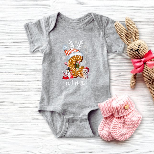 Christmas Santa Gingerbread Alphabet G  Baby Bodysuit (Creator Uploaded)